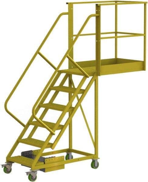 TRI-ARC - 102" 6 Step Configurable Cantilever Ladder - Unsupported, 300 Lb Capacity, 60" Platform Height, 30" Base Width x 92" Base Depth, Perforated Tread - Eagle Tool & Supply