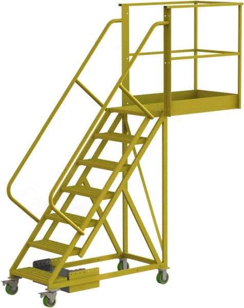 TRI-ARC - 112" 7 Step Configurable Cantilever Ladder - Unsupported, 300 Lb Capacity, 70" Platform Height, 30" Base Width x 101" Base Depth, Perforated Tread - Eagle Tool & Supply