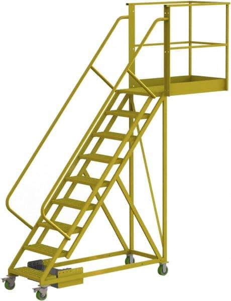 TRI-ARC - 132" 9 Step Configurable Cantilever Ladder - Unsupported, 300 Lb Capacity, 90" Platform Height, 30" Base Width x 117" Base Depth, Perforated Tread - Eagle Tool & Supply