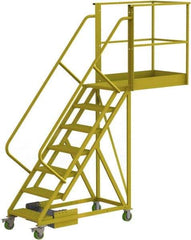 TRI-ARC - 112" 7 Step Configurable Cantilever Ladder - Unsupported, 300 Lb Capacity, 70" Platform Height, 30" Base Width x 101" Base Depth, Serrated - Eagle Tool & Supply