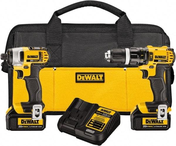 DeWALT - 20 Volt Cordless Tool Combination Kit - Includes 1/2" Hammer Drill & 1/4" Impact Driver, Lithium-Ion Battery Included - Eagle Tool & Supply