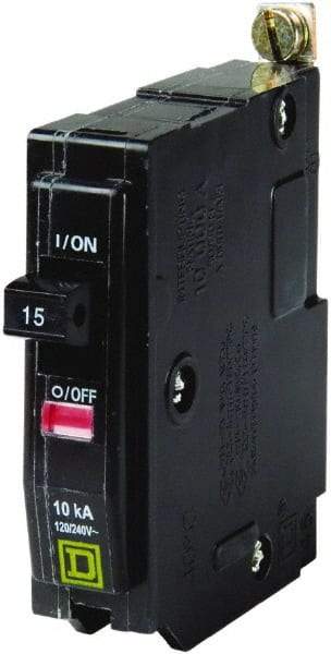 Square D - 15 Amp, 240 VAC, 1 Pole, Bolt On Miniature Circuit Breaker - 14-8 AWG - Eagle Tool & Supply