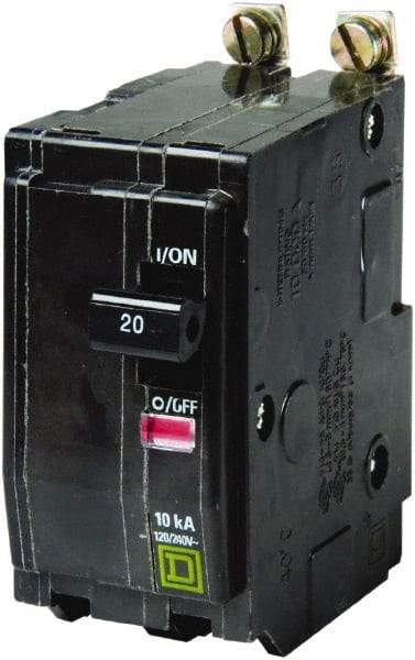 Square D - 20 Amp, 240 VAC, 2 Pole, Bolt On Miniature Circuit Breaker - 14-8 AWG - Eagle Tool & Supply