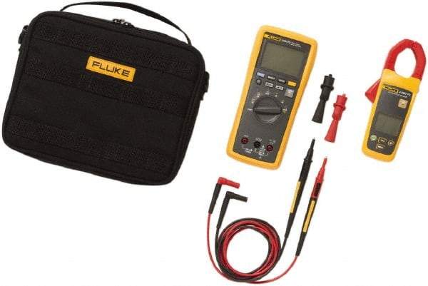 Fluke - 4 Piece, FC Wireless AC Current Clamp Kit - 1,000 Volt Max, LCD Display - Eagle Tool & Supply