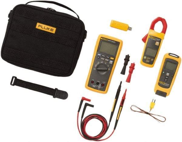 Fluke - 7 Piece, FC Series Wireless Multimeter Kit - 1,000 Volt Max, LCD Display - Eagle Tool & Supply