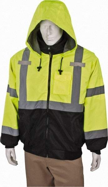 OccuNomix - Size M Cold Weather & High Visibility Jacket - High Visbility Yellow, Polyester, Zipper Closure - Eagle Tool & Supply