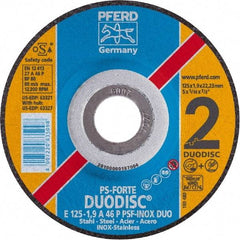PFERD - 46 Grit, 5" Wheel Diam, Type 27 Depressed Center Wheel - Aluminum Oxide - Eagle Tool & Supply