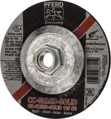 PFERD - 46 Grit, 4-1/2" Wheel Diam, Type 27 Depressed Center Wheel - Aluminum Oxide - Eagle Tool & Supply