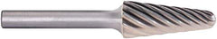 PFERD - 3/8" Cut Diam, 1/4" Shank Diam, Taper Head Fluted Cut Burr - Carbide, Radius End, 1-1/16" LOC, 2-1/2" OAL - Eagle Tool & Supply