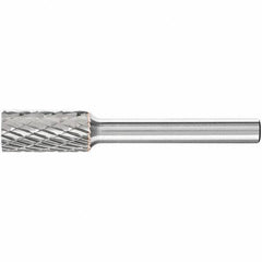 PFERD - 3/8" Cut Diam, 1/4" Shank Diam, Cylinder Head Double Cut Burr - Carbide, Flat End, 3/4" LOC, 2-1/2" OAL - Eagle Tool & Supply