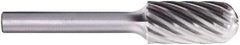 PFERD - 3/8" Cut Diam, 1/4" Shank Diam, Cylinder with Radius Head Fluted Cut Burr - Carbide, Radius End, 3/4" LOC, 2-1/2" OAL - Eagle Tool & Supply