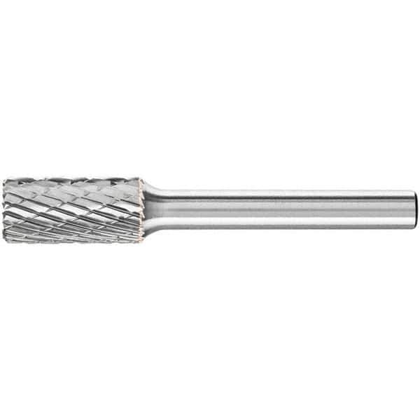 PFERD - 3/8" Cut Diam, 1/4" Shank Diam, Cylinder with End Cut Head Double Cut Burr - Carbide, End Cut End, 3/4" LOC, 2-1/2" OAL - Eagle Tool & Supply