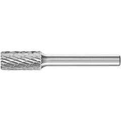PFERD - 3/8" Cut Diam, 1/4" Shank Diam, Cylinder with End Cut Head Double Cut Burr - Carbide, End Cut End, 3/4" LOC, 2-1/2" OAL - Eagle Tool & Supply