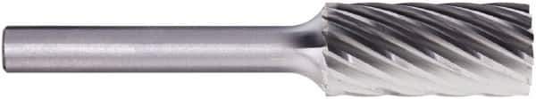 PFERD - 3/8" Cut Diam, 1/4" Shank Diam, Cylinder Head Fluted Cut Burr - Carbide, Flat End, 3/4" LOC, 2-1/2" OAL - Eagle Tool & Supply