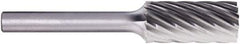 PFERD - 1/2" Cut Diam, 1/4" Shank Diam, Cylinder Head Fluted Cut Burr - Carbide, Flat End, 1" LOC, 2-3/4" OAL - Eagle Tool & Supply