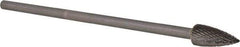 PFERD - 1/2" Cut Diam, 1/4" Shank Diam, Tree Head Double Cut Burr - Carbide, Point End, 1" LOC, 6-7/8" OAL - Eagle Tool & Supply