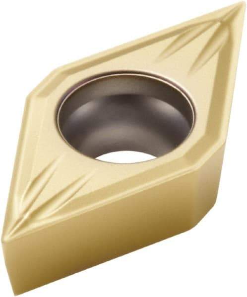 Seco - DCMT32.50.5 F2 Grade CP600 Carbide Turning Insert - TiAlN/TiN Finish, 55° Diamond, 3/8" Inscr Circle, 5/32" Thick, 0.008" Corner Radius - Eagle Tool & Supply