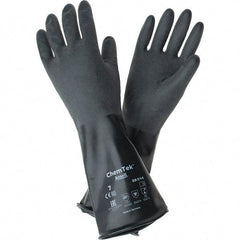 Ansell - 14 mil Thick, Chemical Resistant Gloves - SZ 7 14"14ML BLK 1/PR CHEM-TEK RGH FIN CHEM GLV - Eagle Tool & Supply