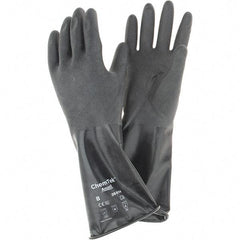 Ansell - 14 mil Thick, Chemical Resistant Gloves - SZ 8 14"14ML BLK 1/PR CHEM-TEK RGH FIN CHEM GLV - Eagle Tool & Supply