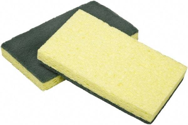 Ability One - 3-1/4" Long x 1/2" Wide x 1" Thick Scouring Sponge - Nonabrasive, Yellow/Green - Eagle Tool & Supply