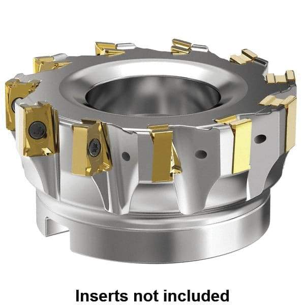 Kennametal - 6 Inserts, 2" Cut Diam, 3/4" Arbor Diam, 15.5mm Max Depth of Cut, Indexable Square-Shoulder Face Mill - 0° Lead Angle, 1.575" High, LNGU15T608SRGE Insert Compatibility, Series MILL 4-15 - Eagle Tool & Supply