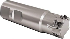 Seco - 0.7" Cut Diam, 8mm Max Depth of Cut, 3/4" Shank Diam, 3-1/2" OAL, Indexable Square Shoulder End Mill - LOEX Inserts, Weldon Shank, 90° Lead Angle, Through Coolant, Series Square T4-08 - Eagle Tool & Supply