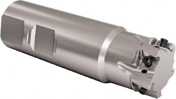 Seco - 25mm Cut Diam, 8mm Max Depth of Cut, 25mm Shank Diam, 180mm OAL, Indexable Square Shoulder End Mill - LOEX Inserts, Weldon Shank, 90° Lead Angle, Through Coolant, Series Square T4-08 - Eagle Tool & Supply