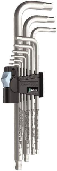 Wera - 9 Piece L-Key Hex Key Set - Hex Range 1.5 to 10mm, Stainless Steel - Eagle Tool & Supply