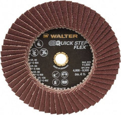 WALTER Surface Technologies - 80 Grit, 4-1/2" Disc Diam, Type 29 Aluminum Oxide Flap Disc - 11,000 Max RPM, Fiber Backing, Arbor Attaching System, Coated - Eagle Tool & Supply
