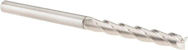 SGS - 1/4", 1-3/4" LOC, 1/4" Shank Diam, 4" OAL, 3 Flute, Solid Carbide Square End Mill - Single End, TiB2 Finish, Spiral Flute, 38° Helix, Centercutting, Right Hand Cut, Right Hand Flute, Series 43 - Eagle Tool & Supply