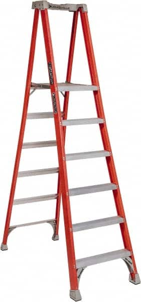 Louisville - 4 Steps, 4' High, Type IA Rating, Fiberglass Platform Ladder - Eagle Tool & Supply