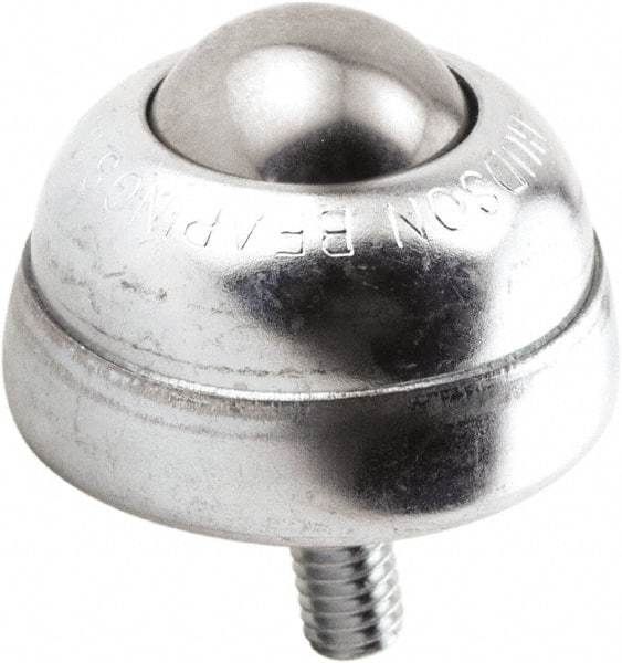 Hudson Bearing - 1 Inch Diameter, Round, Stainless Steel Ball Transfer - 1-3/4 Inch Overall Diameter, 1-3/8 Inch Mount Height, 75 Lb. Capacity - Eagle Tool & Supply