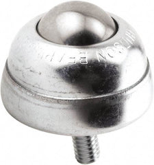Hudson Bearing - 1 Inch Diameter, Round, Stainless Steel Ball Transfer - 1-3/4 Inch Overall Diameter, 1-3/8 Inch Mount Height, 75 Lb. Capacity - Eagle Tool & Supply