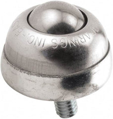 Hudson Bearing - 1 Inch Diameter, Round, Stainless Steel Ball Transfer - 1-3/4 Inch Overall Diameter, 1-3/8 Inch Mount Height, 75 Lb. Capacity - Eagle Tool & Supply