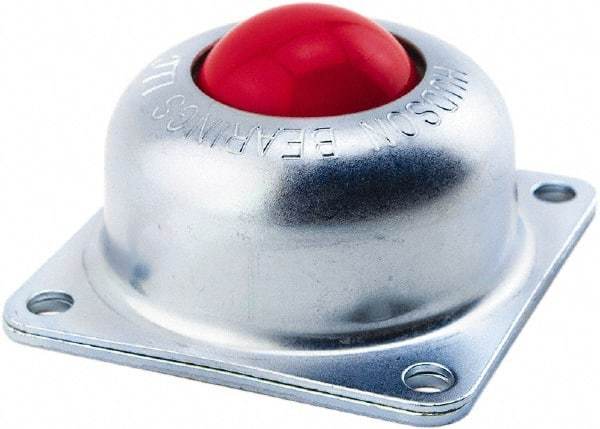 Hudson Bearing - 1-1/2 Inch Diameter, Square, Stainless Steel Ball Transfer - 1.1875 Inch Mount Height, 250 Lb. Capacity - Eagle Tool & Supply