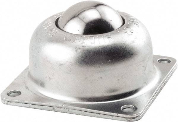 Hudson Bearing - 1-1/2 Inch Diameter, Square, Stainless Steel Ball Transfer - 1.1875 Inch Mount Height, 250 Lb. Capacity - Eagle Tool & Supply