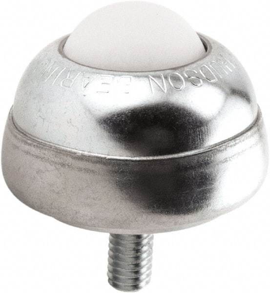 Hudson Bearing - 1 Inch Diameter, Round, Nylon Ball Transfer - 1-3/4 Inch Overall Diameter, 1-3/8 Inch Mount Height, 75 Lb. Capacity - Eagle Tool & Supply