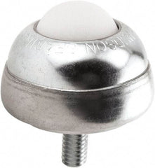 Hudson Bearing - 1 Inch Diameter, Round, Nylon Ball Transfer - 1-3/4 Inch Overall Diameter, 1-3/8 Inch Mount Height, 75 Lb. Capacity - Eagle Tool & Supply