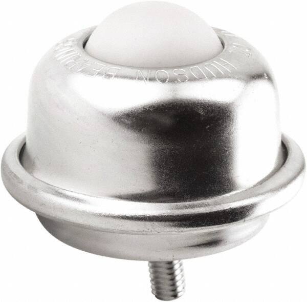 Hudson Bearing - 1-1/2 Inch Diameter, Round, Nylon Ball Transfer - 3-1/4 Inch Overall Diameter, 2.3125 Inch Mount Height, 250 Lb. Capacity - Eagle Tool & Supply