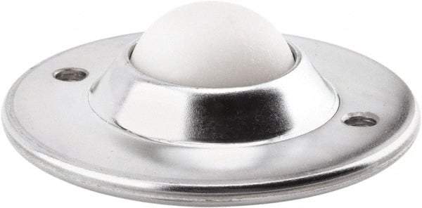 Hudson Bearing - 1-1/2 Inch Diameter, Round, Nylon Ball Transfer - 3.6563 Inch Overall Diameter, 1.1406 Inch Mount Height, 200 Lb. Capacity - Eagle Tool & Supply