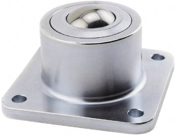 Hudson Bearing - 1.1875 Inch Diameter, Square, Stainless Steel Ball Transfer - 1.7813 Inch Mount Height, 750 Lb. Capacity - Eagle Tool & Supply