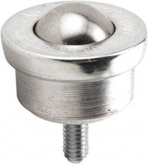 Hudson Bearing - 1 Inch Diameter, Round, Stainless Steel Ball Transfer - 1.6719 Inch Overall Diameter, 1-1/4 Inch Mount Height, 200 Lb. Capacity - Eagle Tool & Supply
