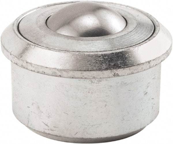 Hudson Bearing - 1.1875 Inch Diameter, Round, Stainless Steel Ball Transfer - 2 Inch Overall Diameter, 1/2 Inch Mount Height, 750 Lb. Capacity - Eagle Tool & Supply
