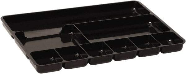 Rubbermaid - 9 Compartment, 13.97 Inch Wide x 9.11 Inch Deep x 1.13 Inch High, Drawer Organizer - Plastic, Black - Eagle Tool & Supply