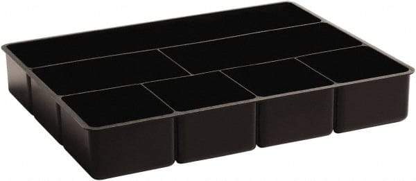 Rubbermaid - 7 Compartment, 15 Inch Wide x 11.73 Inch Deep x 2-1/2 Inch High, Drawer Organizer - Plastic, Black - Eagle Tool & Supply