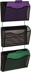 Rolodex - 14" Wide x 38.45" High x 6-5/8" Deep Mesh Metal Document Organizer - 3 Compartments, Black, 13-1/2" Wide Compartment - Eagle Tool & Supply