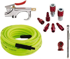 Legacy - 11 Piece Blow Gun & Hose Compressor Accessory Kit - 50' Hose, 3/8" Hose ID, 1/4" Fitting - Eagle Tool & Supply