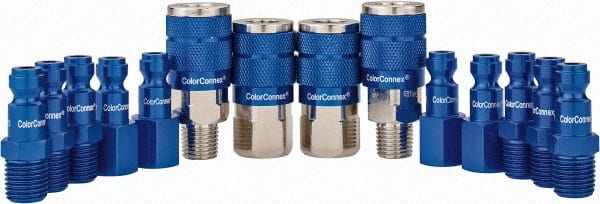 Legacy - 14 Piece 1/4" Body 1/4 NPT 300 psi Steel/Aluminum Tru-Flate Automotive Pneumatic Coupling Plug Set - Eagle Tool & Supply