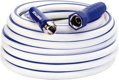 Legacy - 50' Long Marine/RV Hose - 1/2" Diam, 3/4" GHT, Hi-Tec Polymer, 150 psi, All Season, White with Blue Stripe - Eagle Tool & Supply