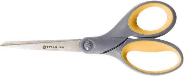 Ability One - 3" LOC, 8" OAL Titanium Scissors - Ambidextrous, Bent Handle, For Sticky Residues - Eagle Tool & Supply